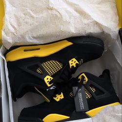 Nike Air Jordan 4 Retro Black Yellow Thunder Mens & Gs Sizes Dh6927-017 In Hand