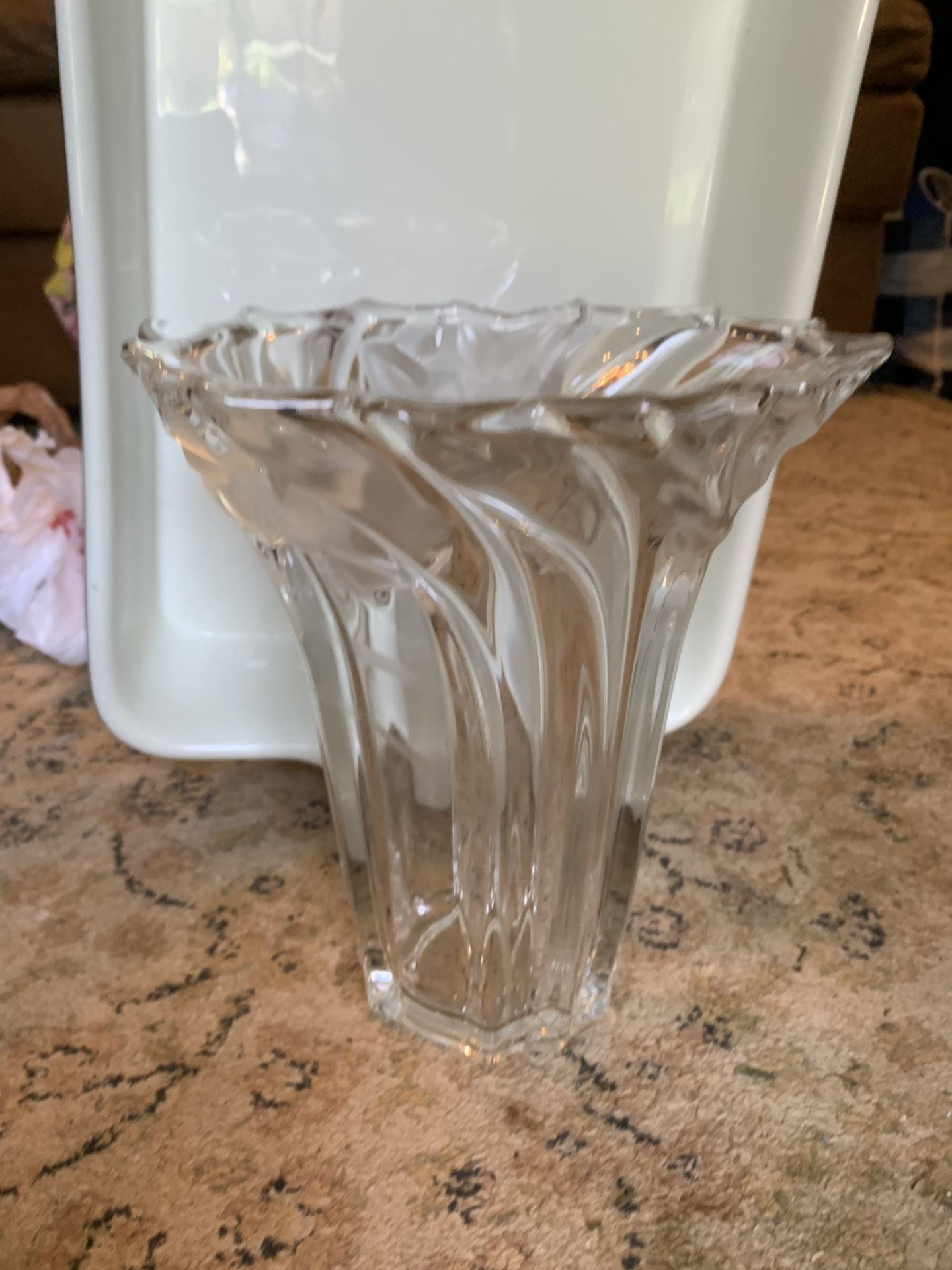 $20 1 heavyweight decorative vase /glass flower dish