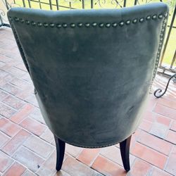 Gray Sitting Chair With Metal Beaded Back 