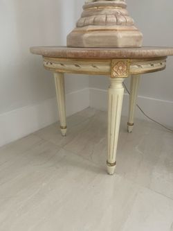 3-Piece Vintage French Provincial Marble Top Table Set – Coffee Table + 2 End Tables