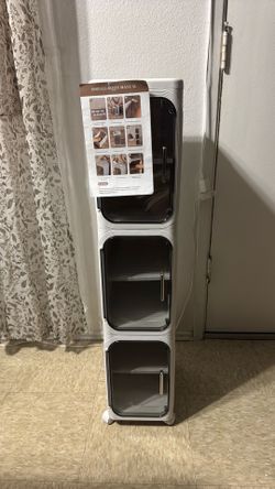 KHNR 2-Tier Slim Bathroom Storage Cabinet, Foldable Storage Cabinets, Narrow Bathroom Storage, Mobile Bathroom Storage Organizer for Small Spaces