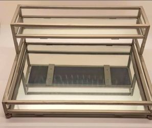 Metal Mirrored Two Tier Organizer