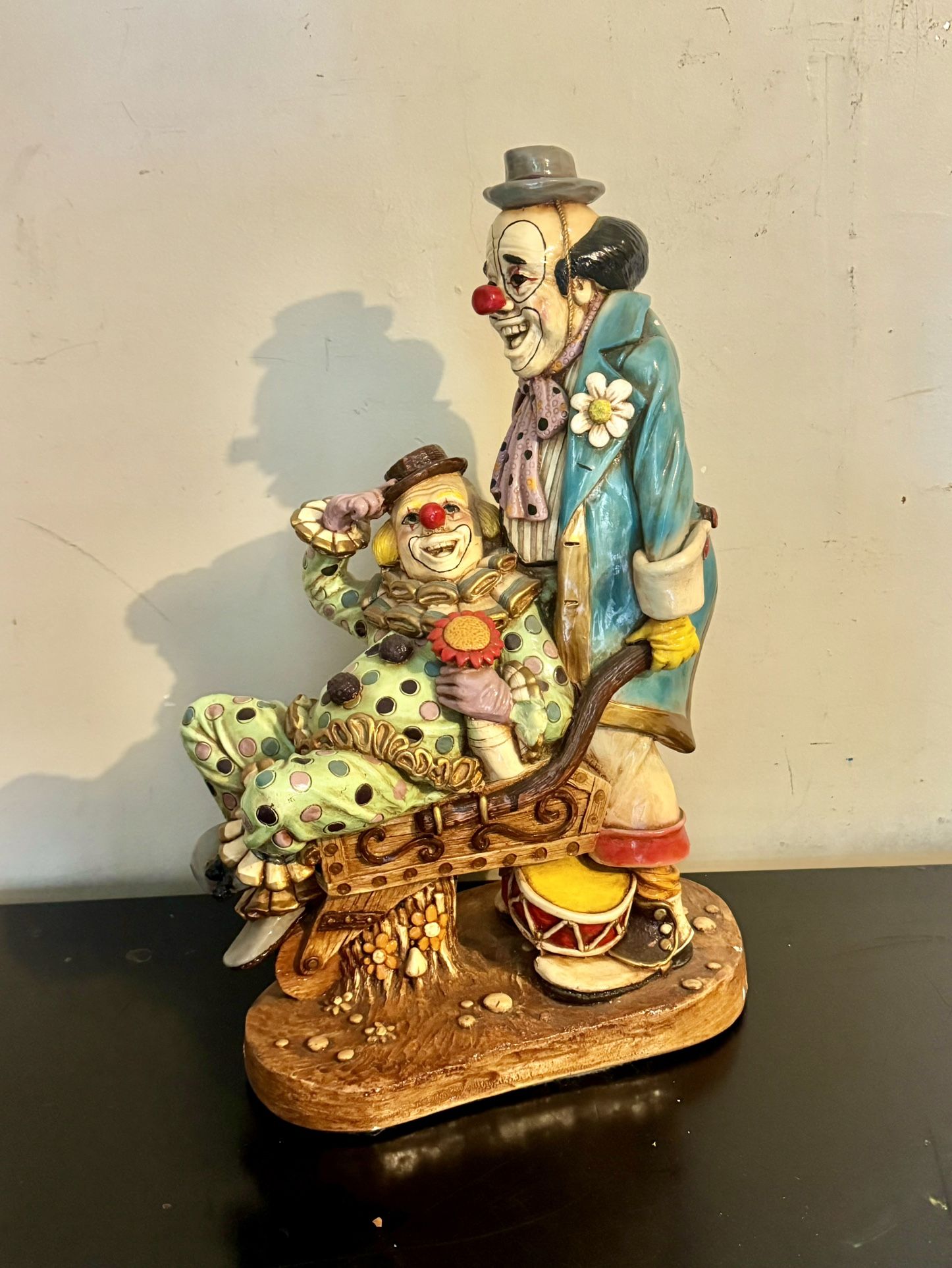 Vintage Painted Large Ceramic Clowns Statue Figure 19” by: ANNE-JO