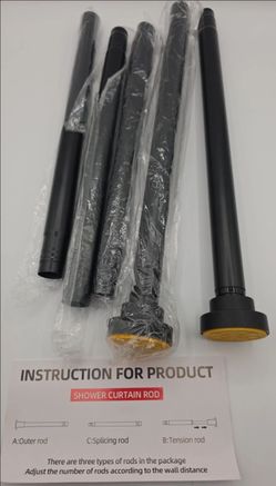 Black Shower Curtain Rod Tension Rod Adjustable