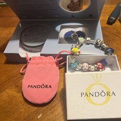 Pandora Bracelet With 15 Charms & Wish Pearl Necklace 