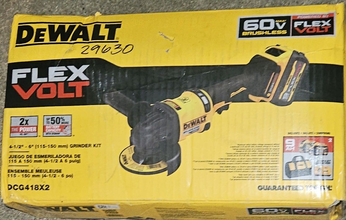 Dewalt 60volt Grinder With 2 Flexvolt 9ah Batteries