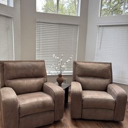 Power Recliner & Rocker Chair Set (2) – Brown Faux Leather – Excellent Condition $600 OBO
