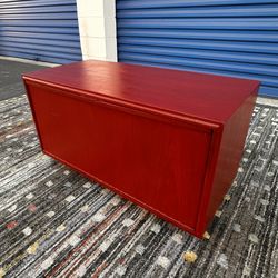 Vintage Cherry Red Rolling Storage Chest