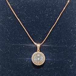 White Sapphire Halo Necklace & Pendant