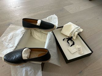 Gucci Embossed black leather Espadrille, size 38, EU