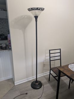 Antique Metal and Glass Floor Lamp