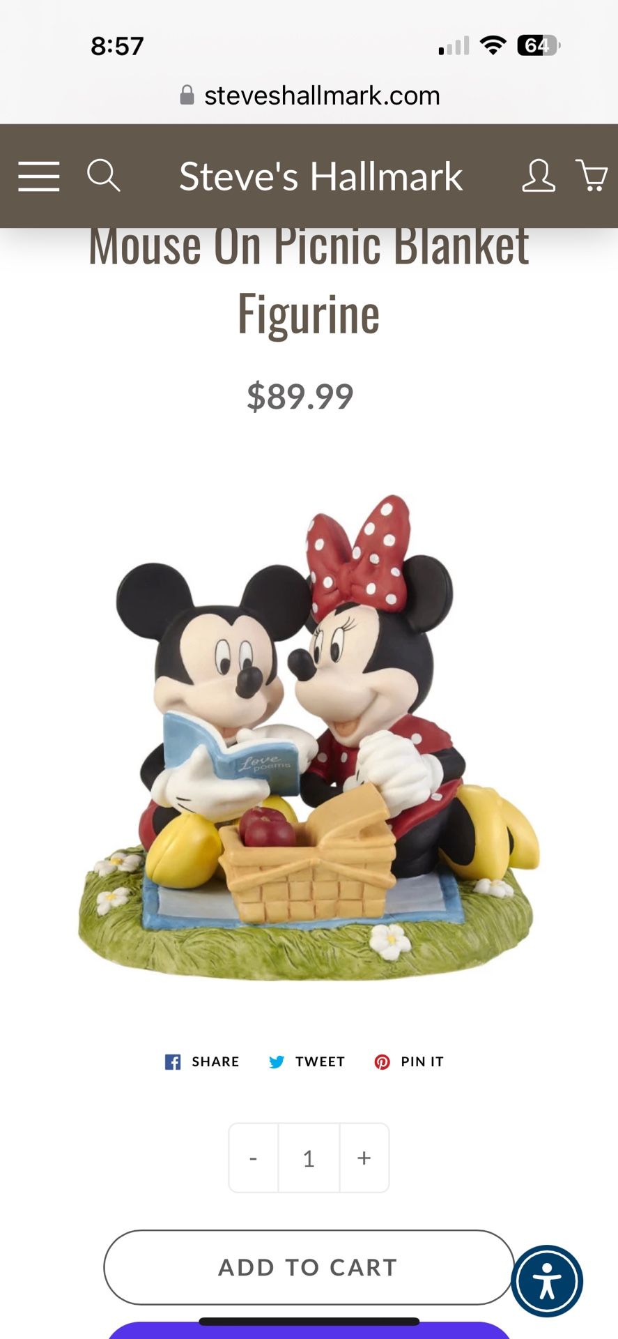 Life with You is Always A Picnic Disney Mickey Mouse and Minnie Mouse Figurine
