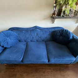 Transitional Velvet Sofa 