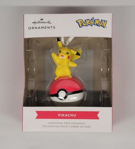 Hallmark Pokemon PIKACHU on POKE BALL Christmas Ornament RED BOX NEW