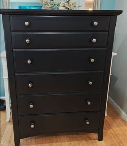 Black Bedroom Dresser and Chest Set - Solid Wood