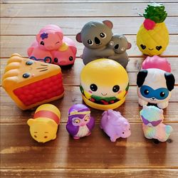 10 TOTAL SQUISHIES 6-LARGE/4-SMALL
