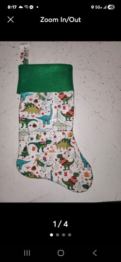 Dinosaurs Christmas themed Christmas Stocking, Handmade