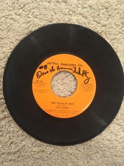 Dave Schultz Autographed 45 Record “The Penalty Box”