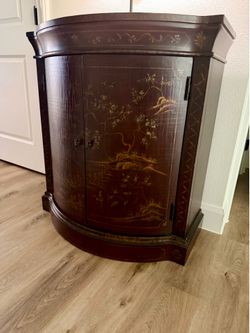 Ethan Allen Red Chinoiserie Wood Cabinet