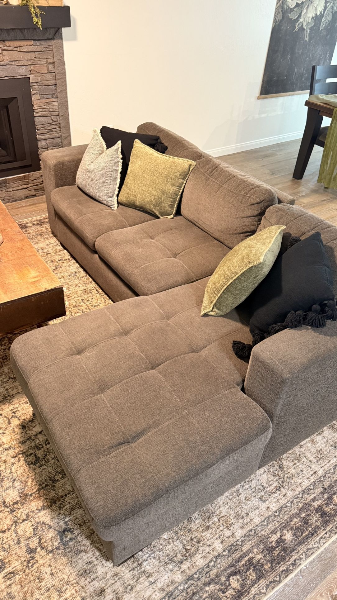 Grey sectional with storage & pull Out bed 