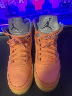 Us Size 9 Air Jordan 5 Orange High-Top Sneakers