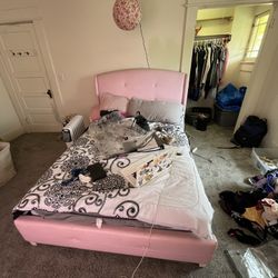 Pink Soft Full Size Bed Frame