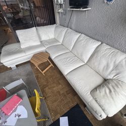White Leather Couch Sofa Sectional 