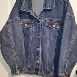 Utnisan Jean Jacket, Women's Oversized Vintage Washed Boyfriend Jacket Black, L