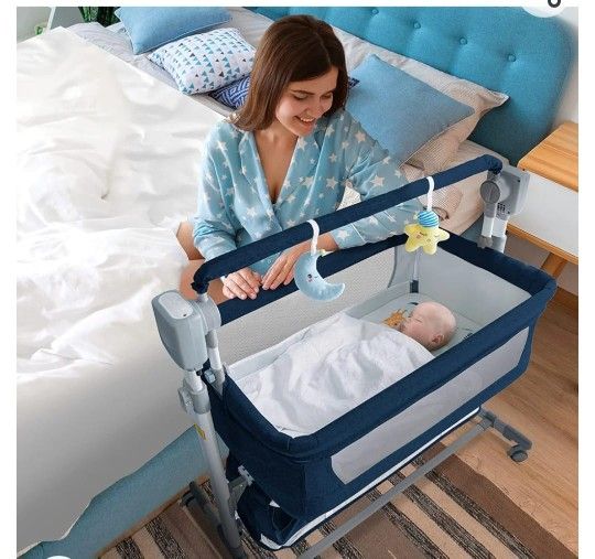 😴Electric rocking Moses basket (blue)
