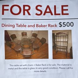 Dinner Table and Baker Rack
