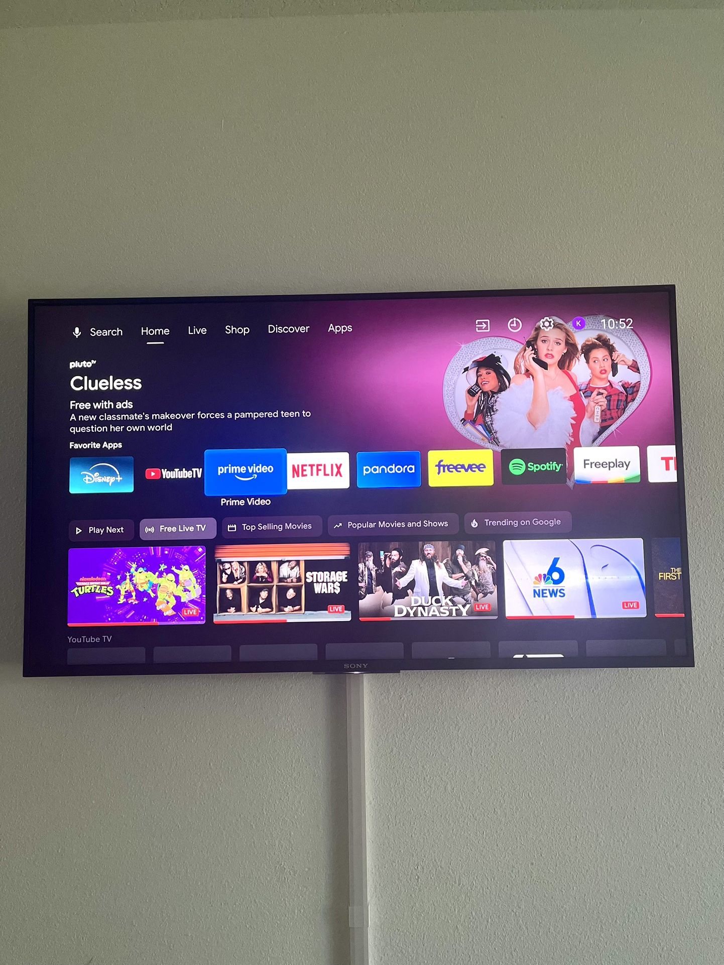 50” Sony Bravia Smart TV with Wall Mount & Remote
