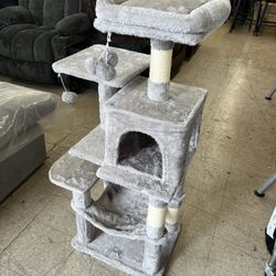 Feandrea Cat Tree 44.1-Inch Cat Tower for Indoor Cats Multi-Level Cat Condo - Light Gray