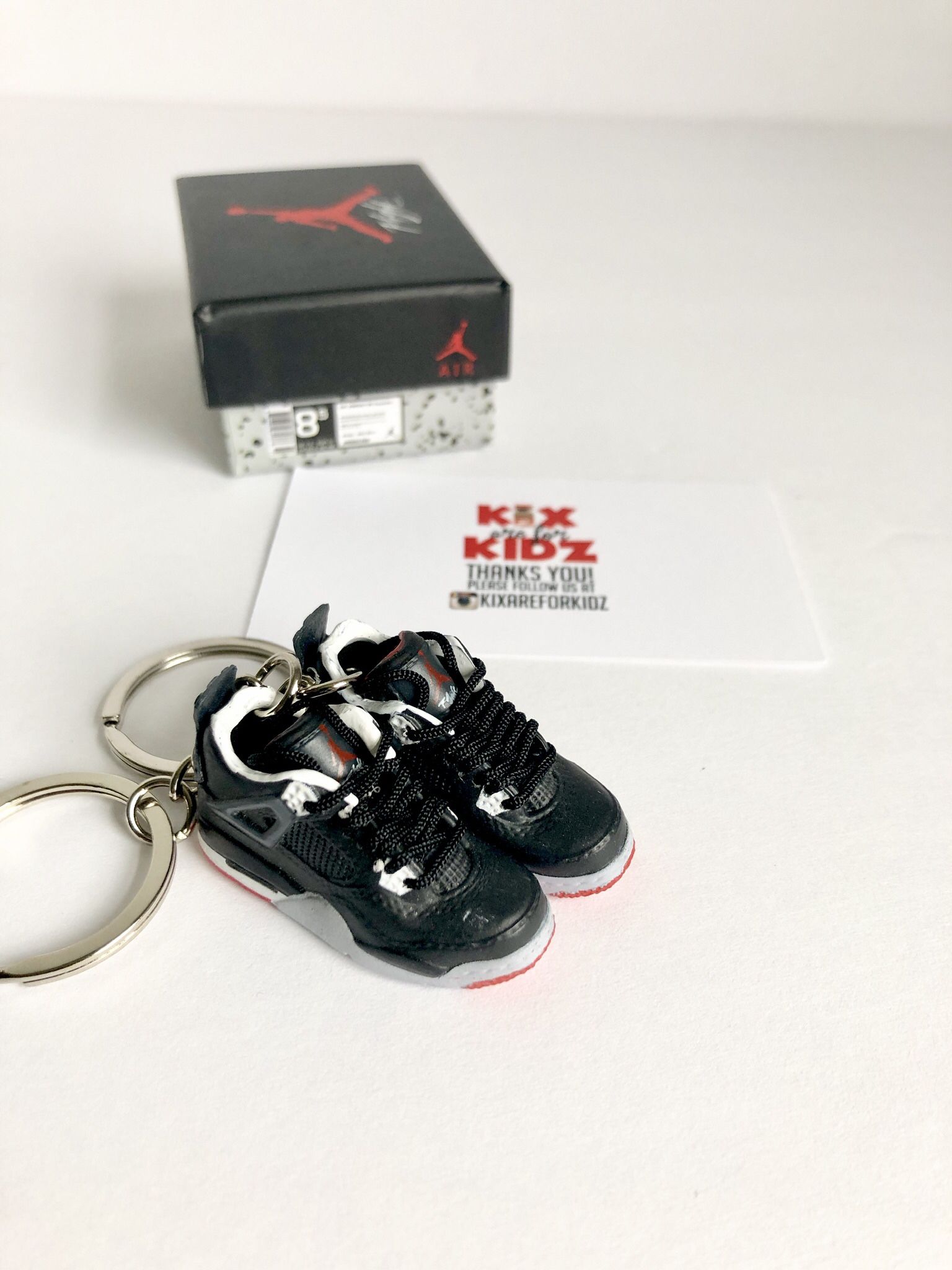 Jordan 4 Retro Bred 3D Mini Sneaker Keychain 