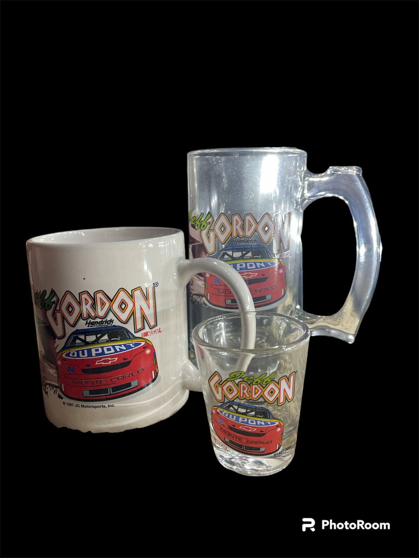 Jeff Gordon Glass Mugs And Shot Glass 1997 