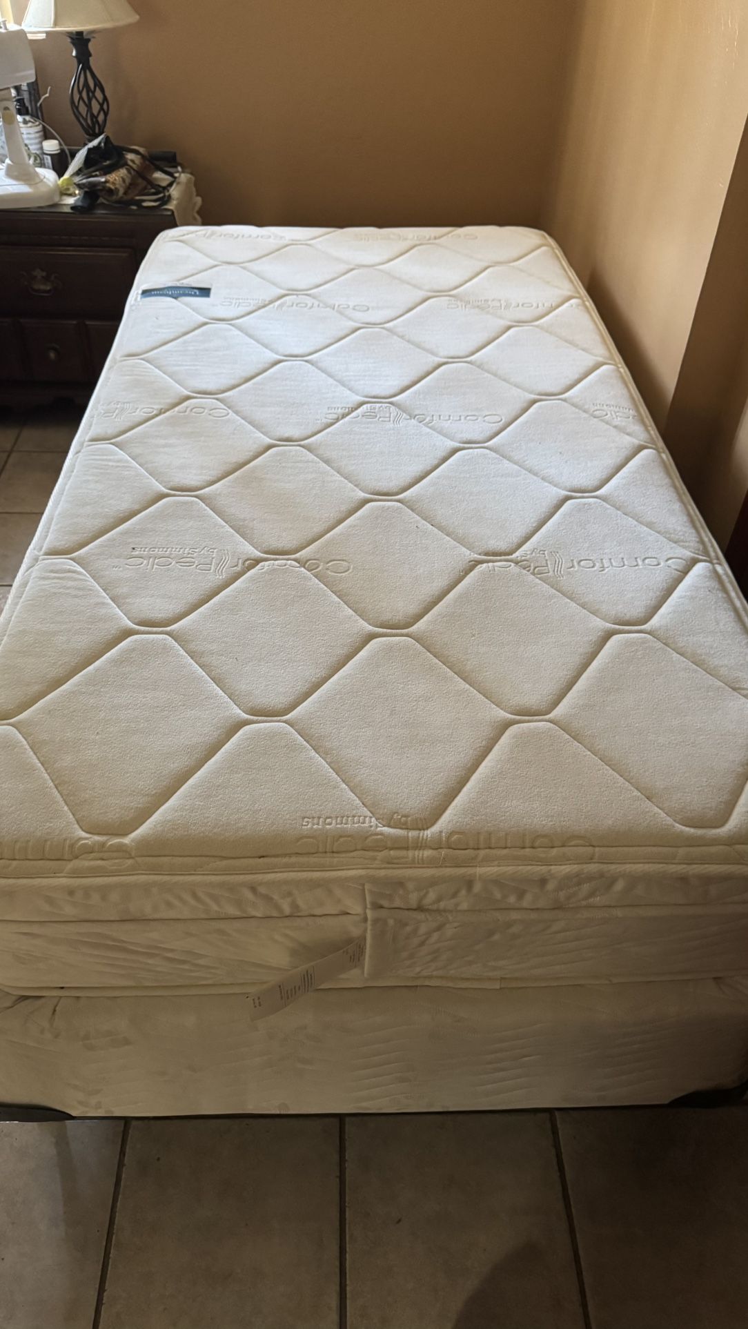 Twin Size Mattress And Box Spring Set With Frame 