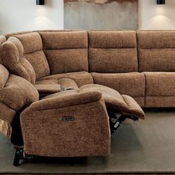 Brand New Brown Super Plush Power Reclining Sectional Sofa