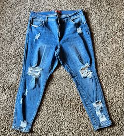 Plus Size Light Wash Distressed Skinny Jeans