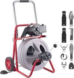 Drain Cleaner Machine 75 FT x 1/2 Inch Auto Feed Sewer Snake Auger,For 2" to 6" Pipes Clogs