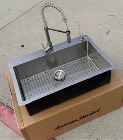 Culver Culver®33 × 22-Inch Stainless Steel Kitchen Sink with Semi-Pro Faucet