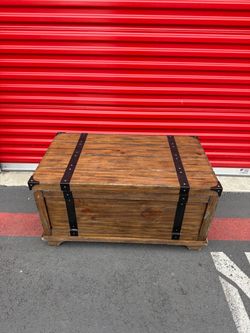 Rustic Wooden Storage Trunk / Blanket Chest with Metal Accents