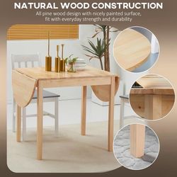 55" Solid Wood Folding Dining Table for 4-6 People, Natural