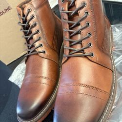 Treadline New Brown Leather Cap – Toe Boots(9)