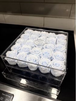 Venus Fleur Preserved Rose Acrylic Drawer Box，moving sale,pick up only