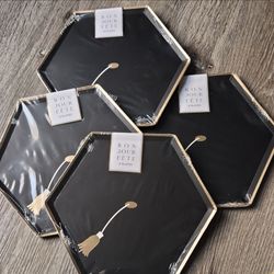 Bonjour Fête Black Gold Hexagonal Paper Plates