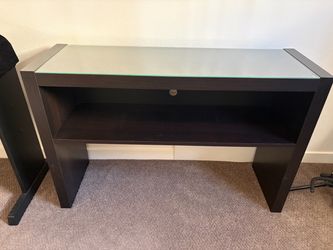 Dark Wood Console Table with Glass Top