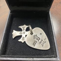 BILL WALL - "CROSS AND GUITAR PICK" PENDANT IN STERLING 