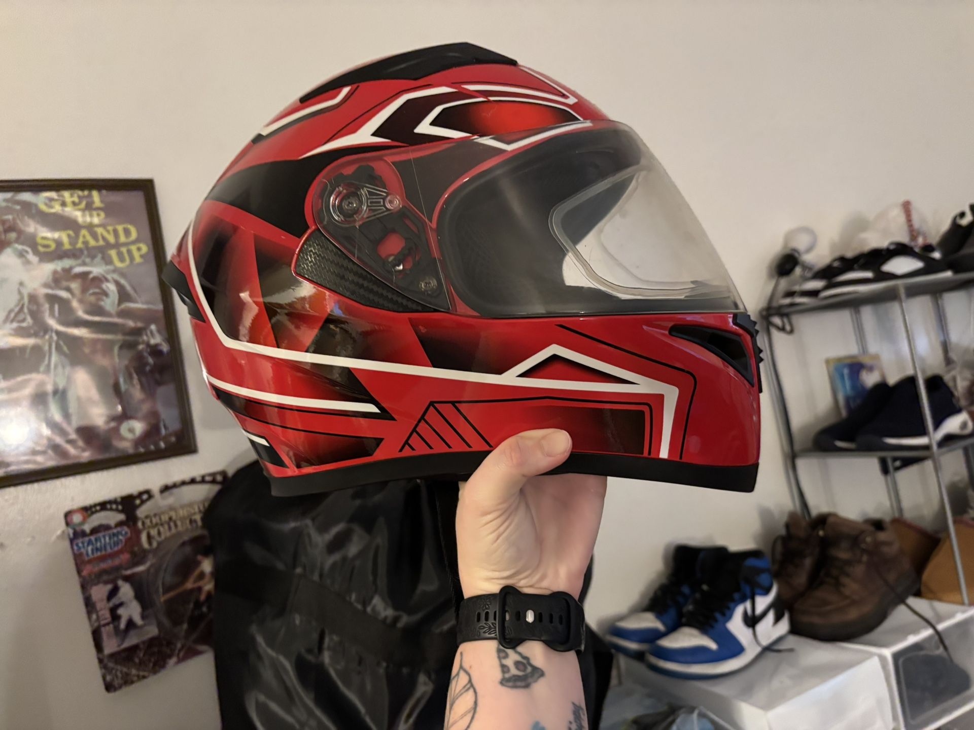 1STorm Motorcycle Street Bike Dual Visor/Sun Visor Full Face Helmet Size XL