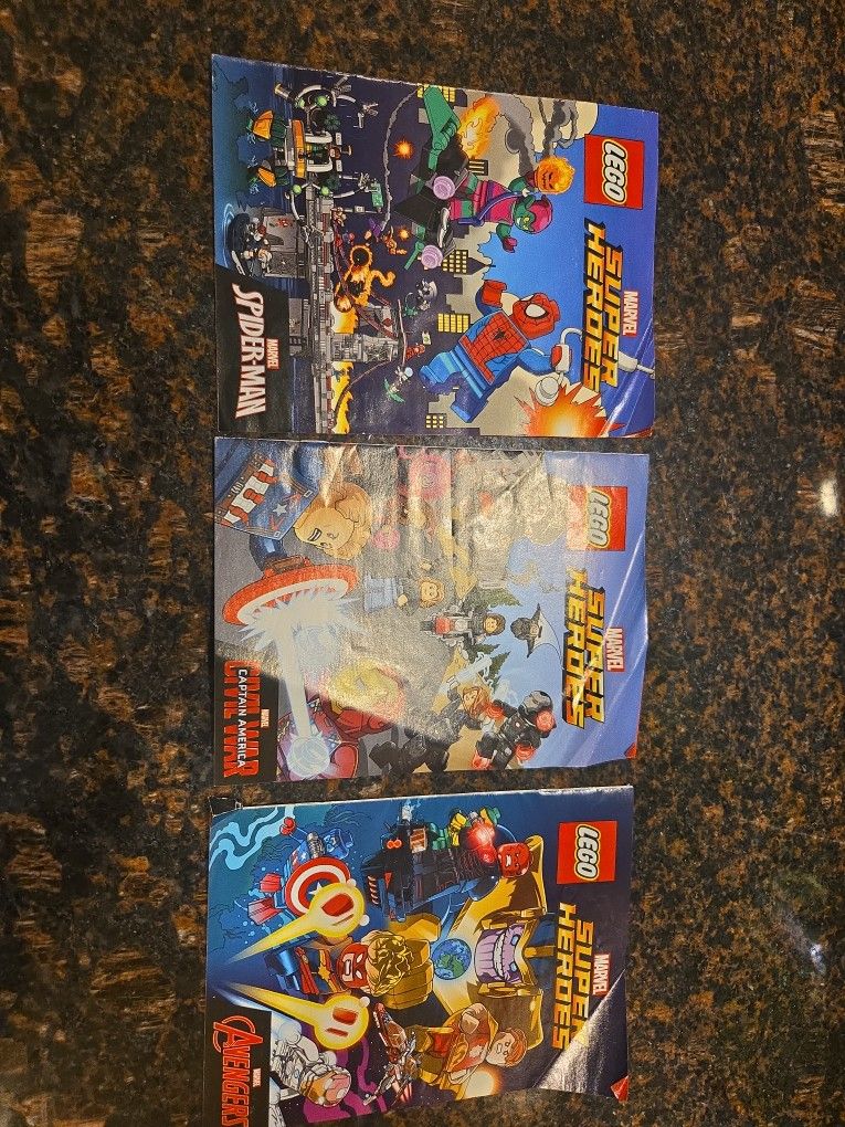 LEGO Marvel Super Heroes Mini Comic Lot (3 Booklets) – Spider-Man, Avengers, Captain America