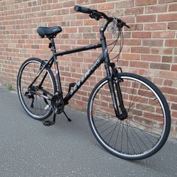 NEW 21" XL SEVEN PEAKS VICTORY S MATTE BLACK 21 SPEED COMFORT FITNESS HYBRID BIKE 
