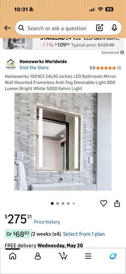 HOMEWERKS® 24 in. x 30 in Dimmable LED Lighted Mirror